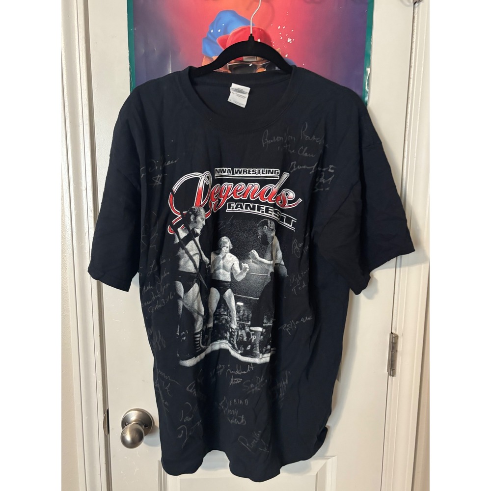 NWA Wrestling Legends Fanfest T-Shirt Ric Flair Charlotte 2008 Signed